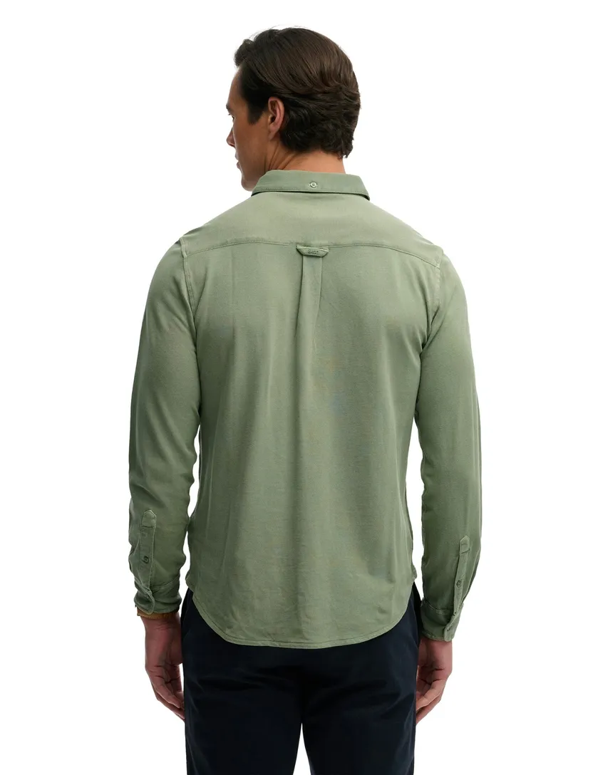 Lange mouwen overhemd Superdry effen groen