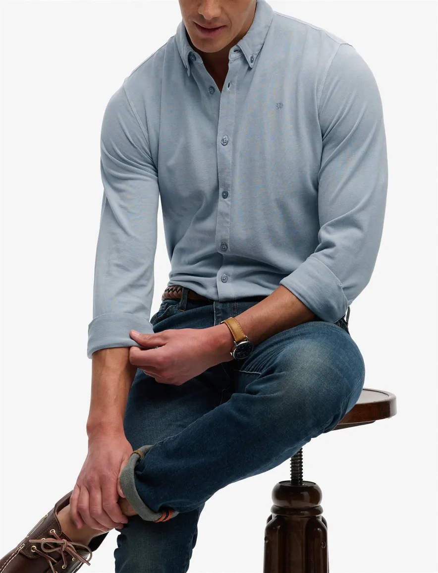 Superdry overhemd blauw relaxed fit