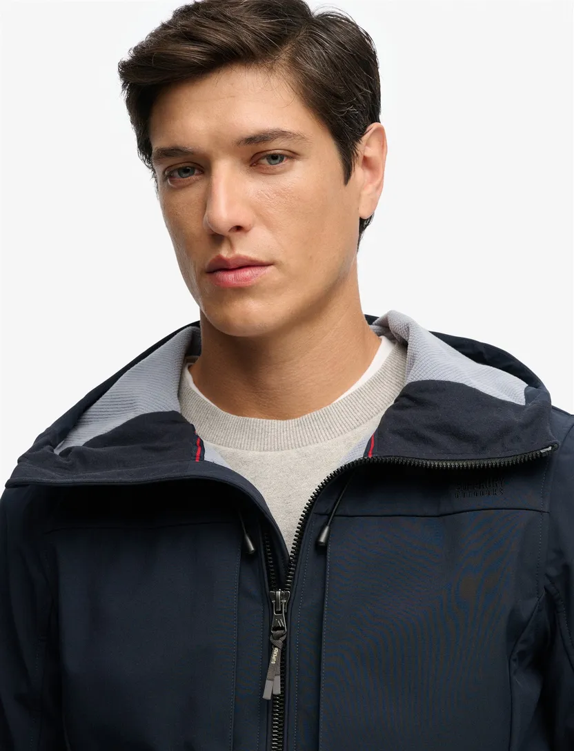 Softshell jas Superdry donkerblauw met capuchon