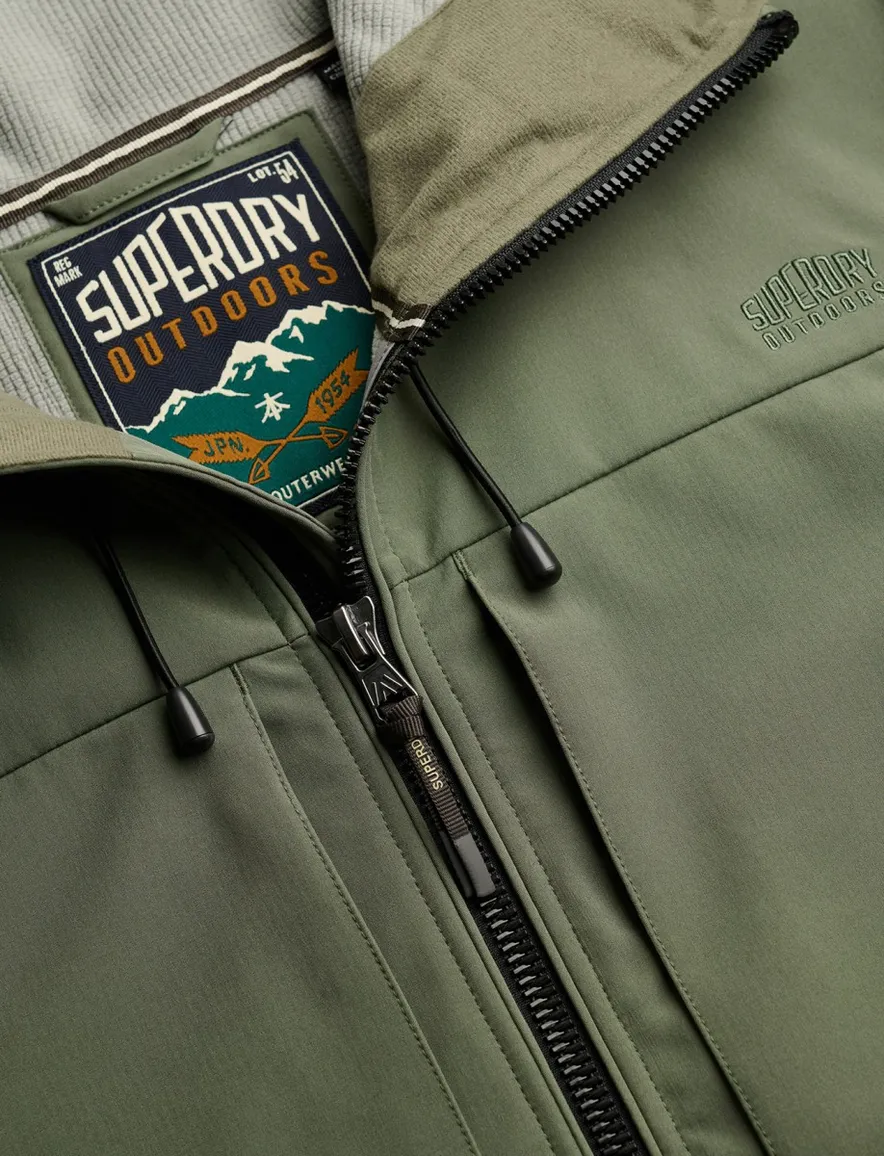 Groene softshell jas Superdry normale fit capuchon