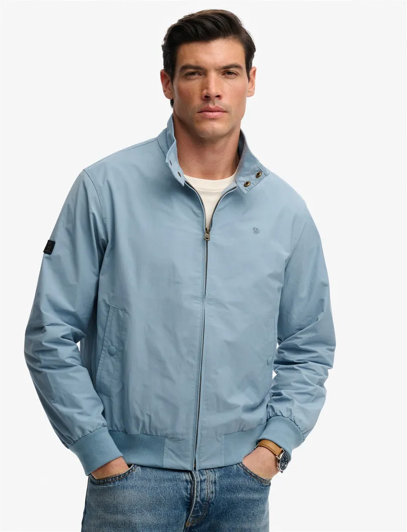 Tussenjas Superdry effen lichtblauw met boord