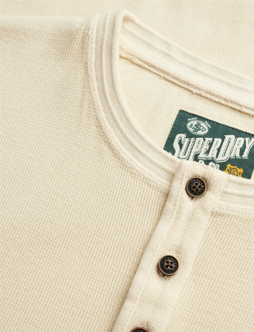 Superdry T-shirt lange mouw beige 3 3 knoops