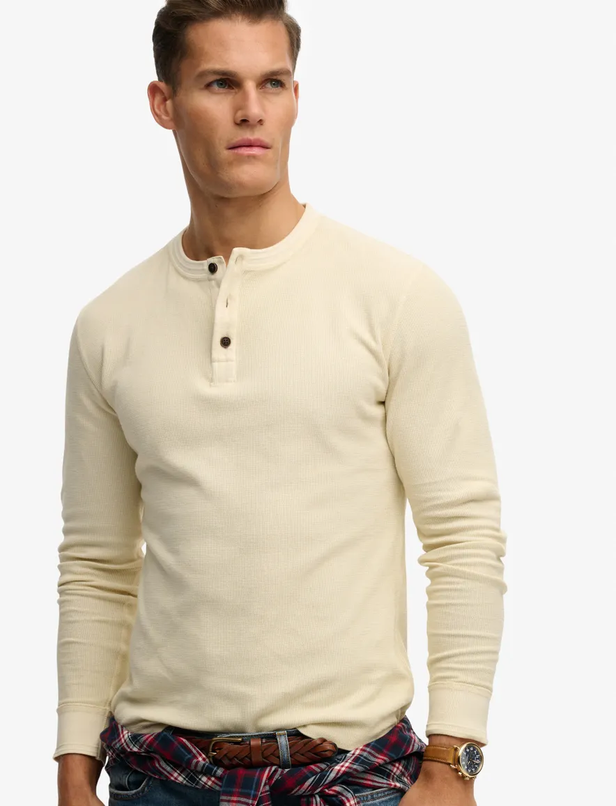 Superdry T-shirt lange mouw beige 3 3 knoops
