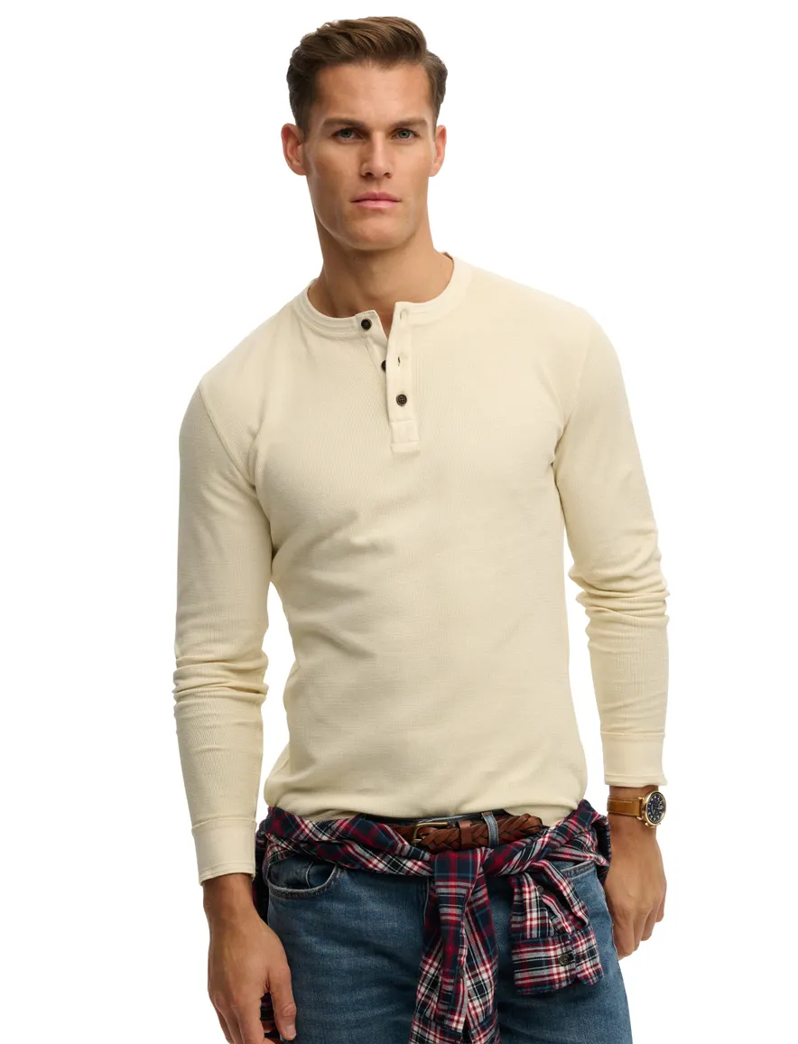 Superdry T-shirt lange mouw beige 3 3 knoops