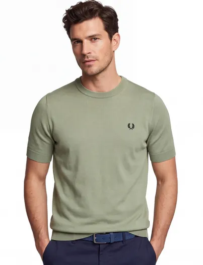 Fred Perry Fred Perry T-shirt ronde hals olijfgroen
