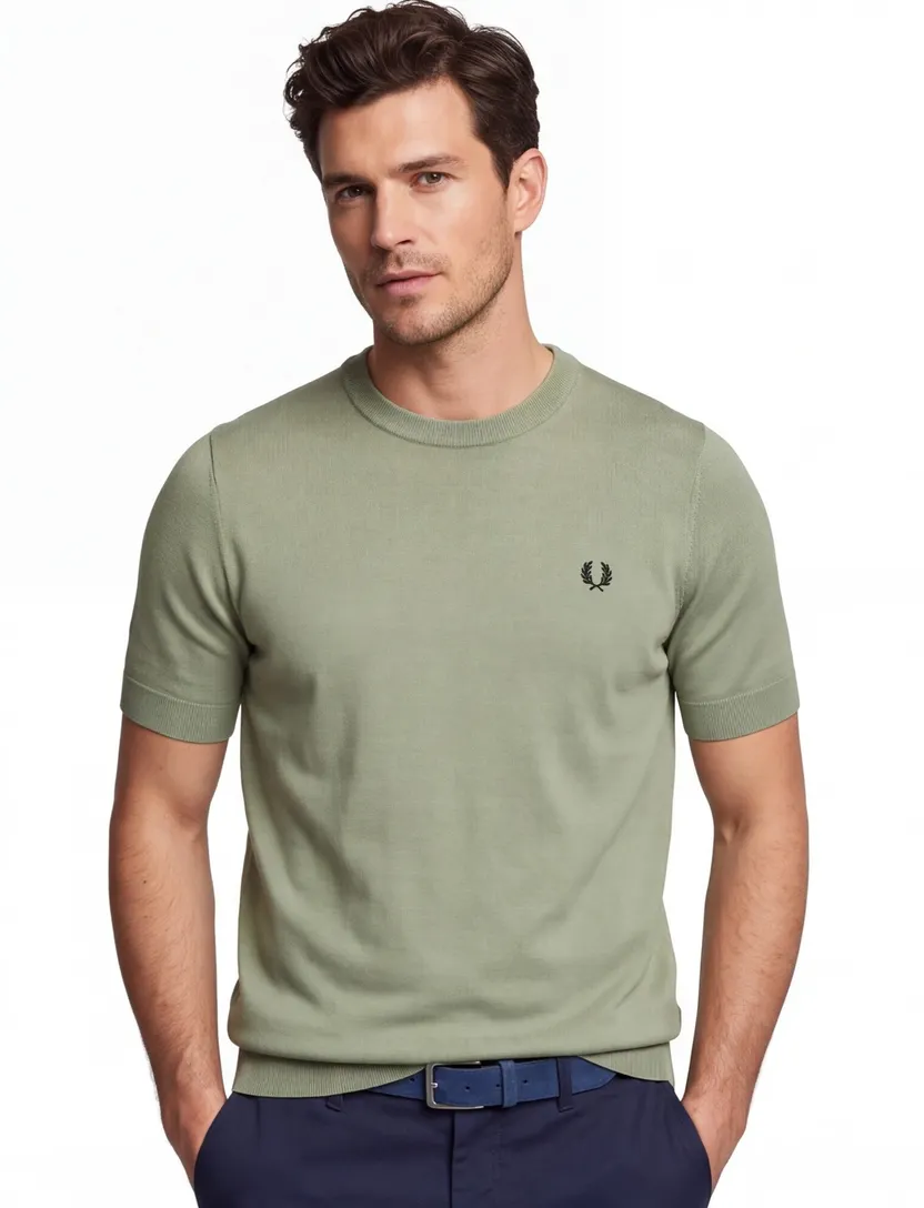 T-shirt Fred Perry olijfgroen katoen