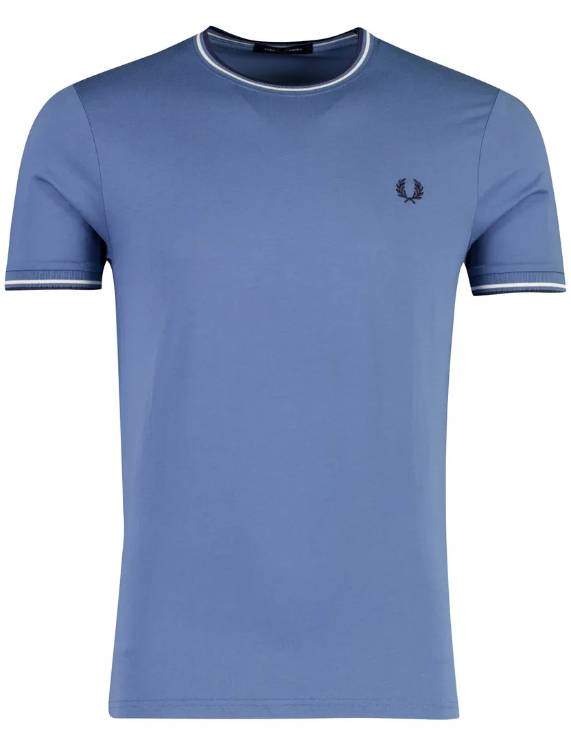 Blauw T-shirt Fred Perry ronde hals stretch