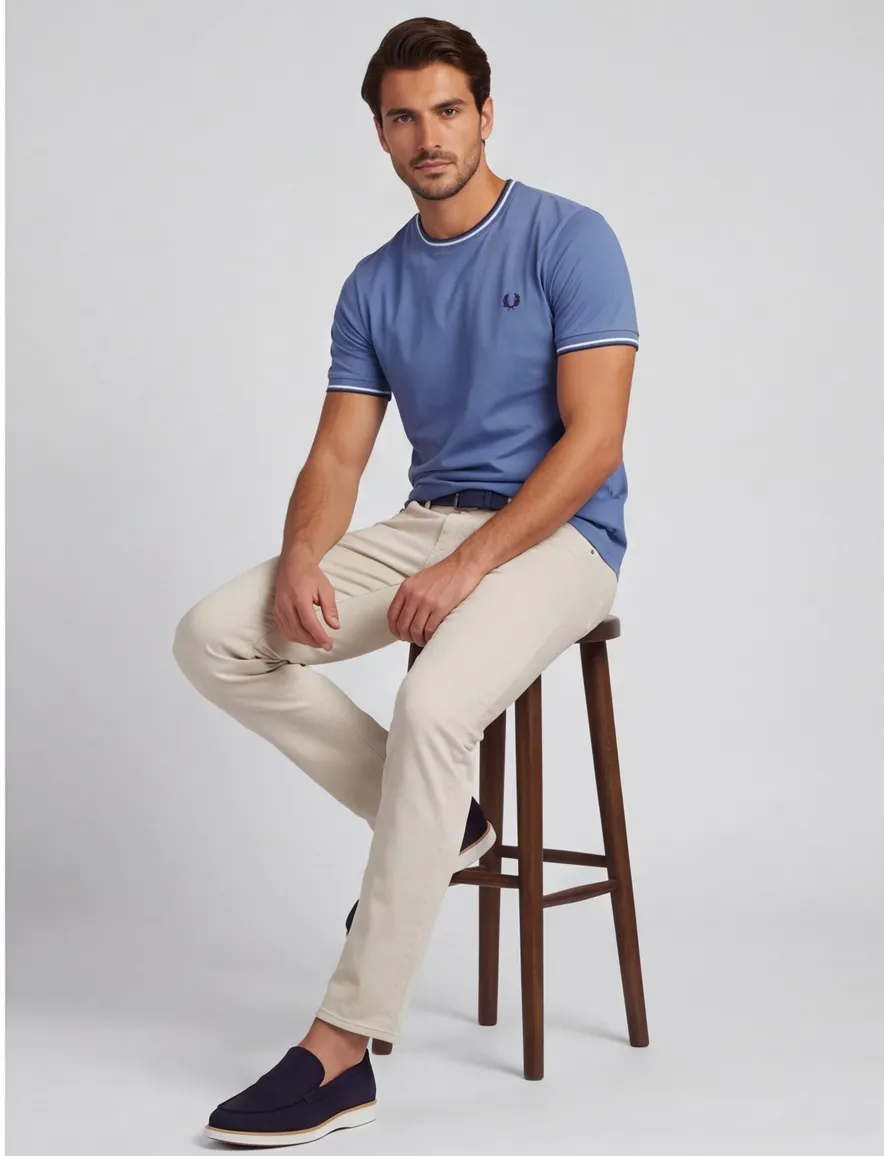Fred Perry T-shirt blauw met zwart logo