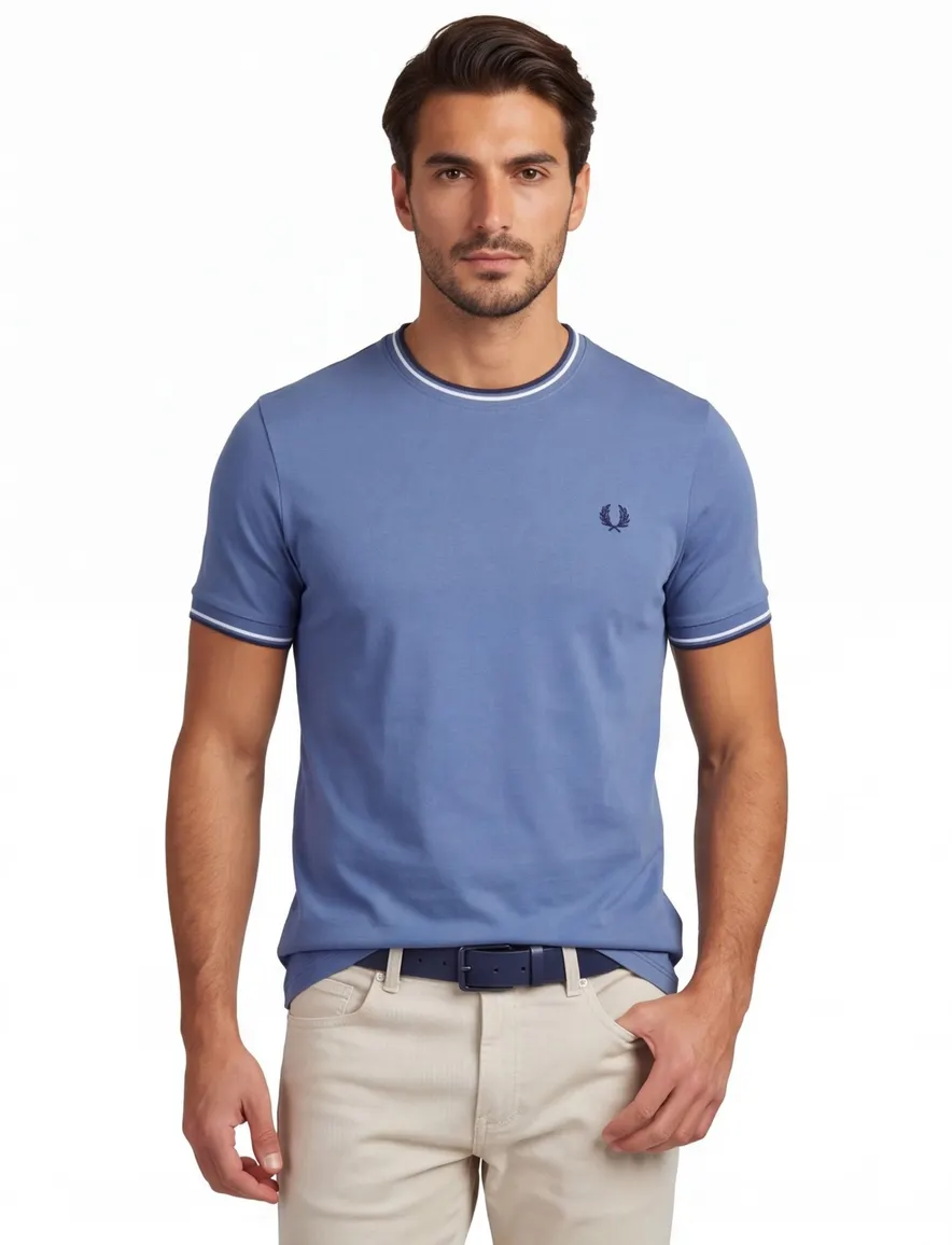 Fred Perry T-shirt blauw met zwart logo