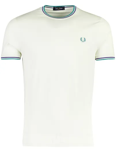 Fred Perry Fred Perry T-shirt sbeige met groen en hals