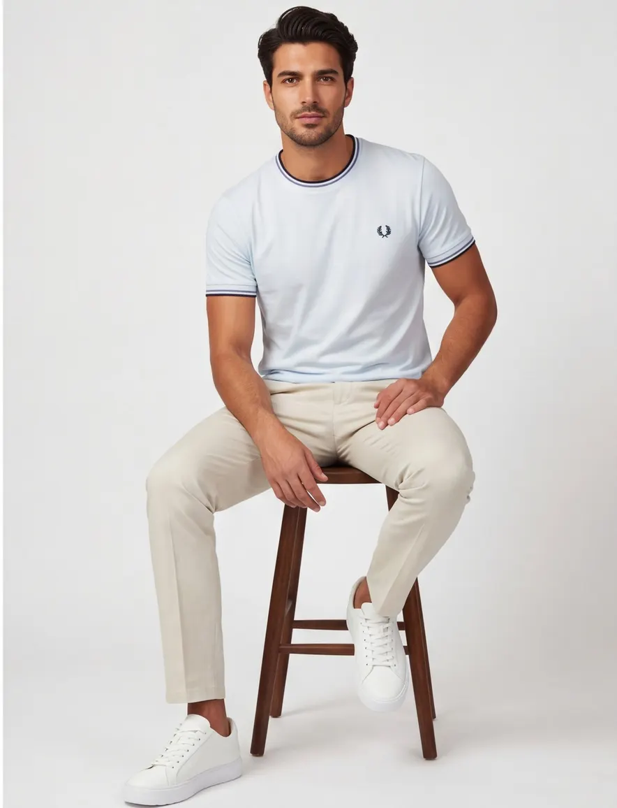 T-shirt Fred Perry lichtblauw katoen