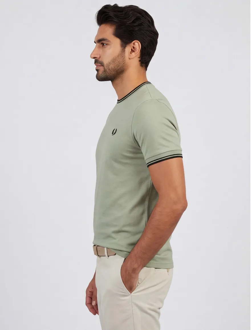 T-shirt Fred Perry groen katoen normale fit