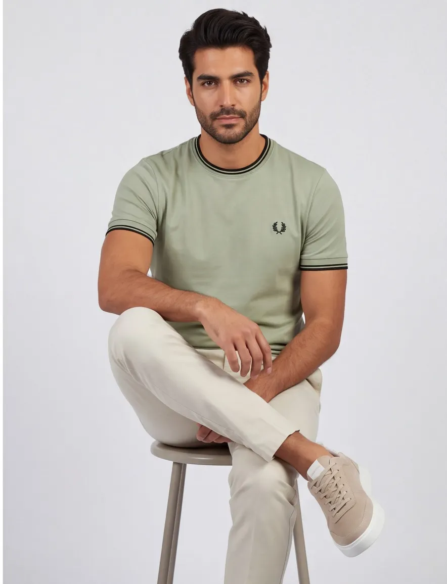 T-shirt Fred Perry groen katoen normale fit