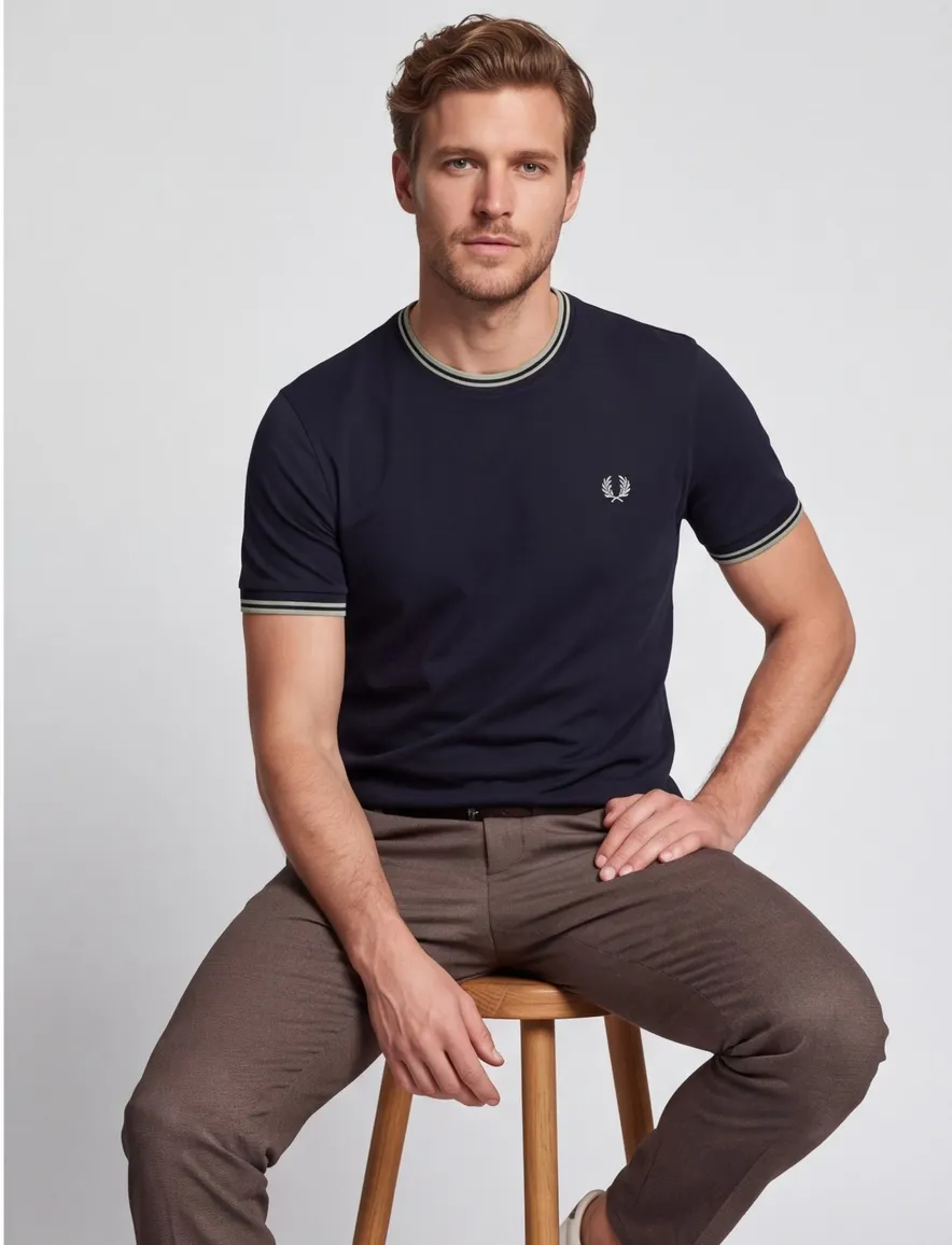 Fred Perry T-shirt navy ronde hals