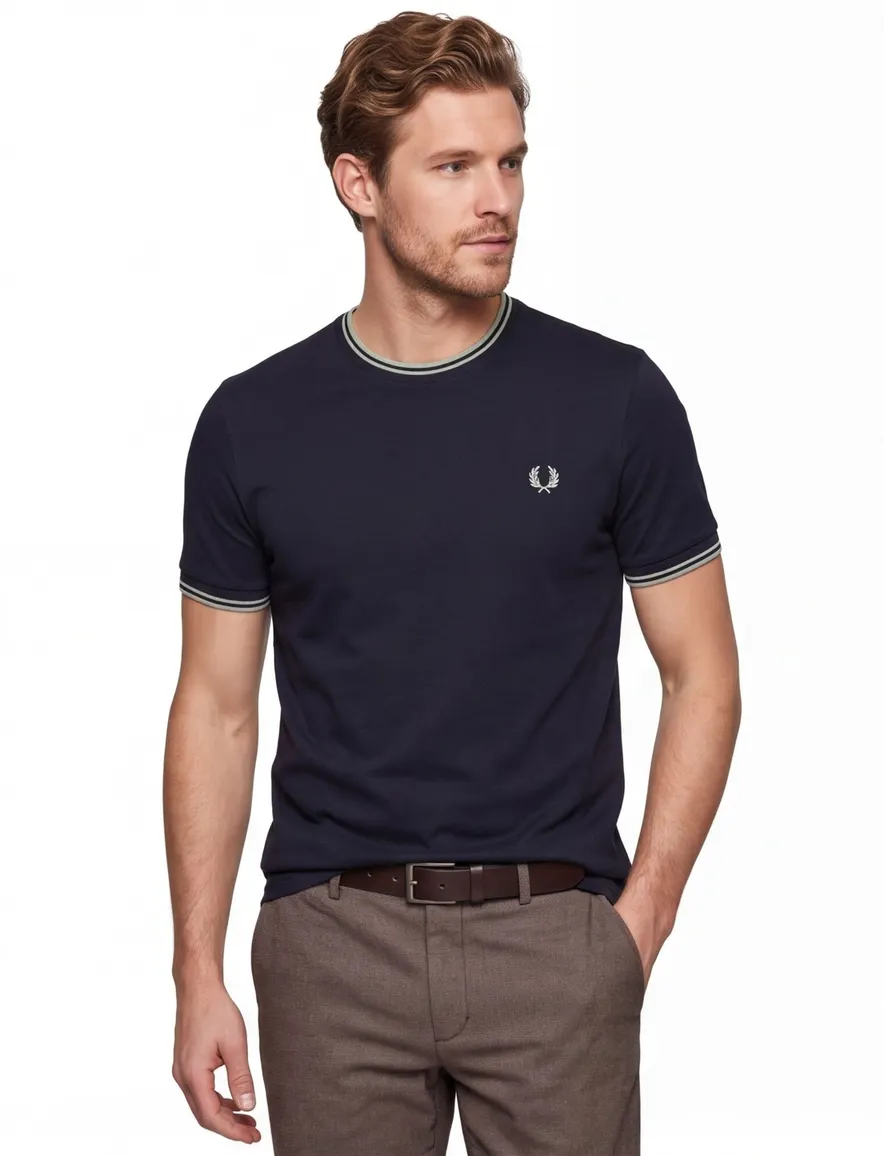 Fred Perry T-shirt navy ronde hals