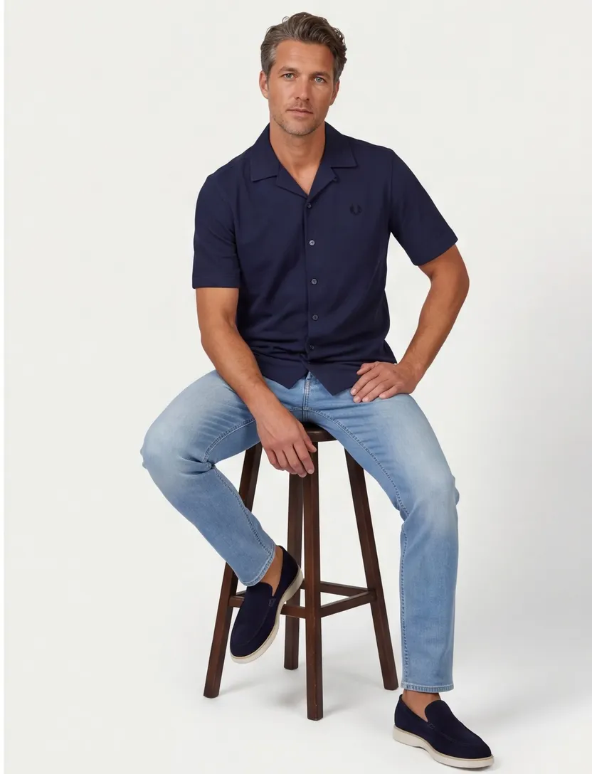 Poloshirts Fred Perry navy piqué katoen