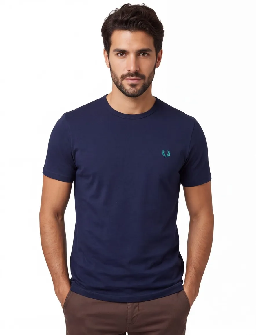 T-shirt Fred Perry donkerblauw katoen normale fit