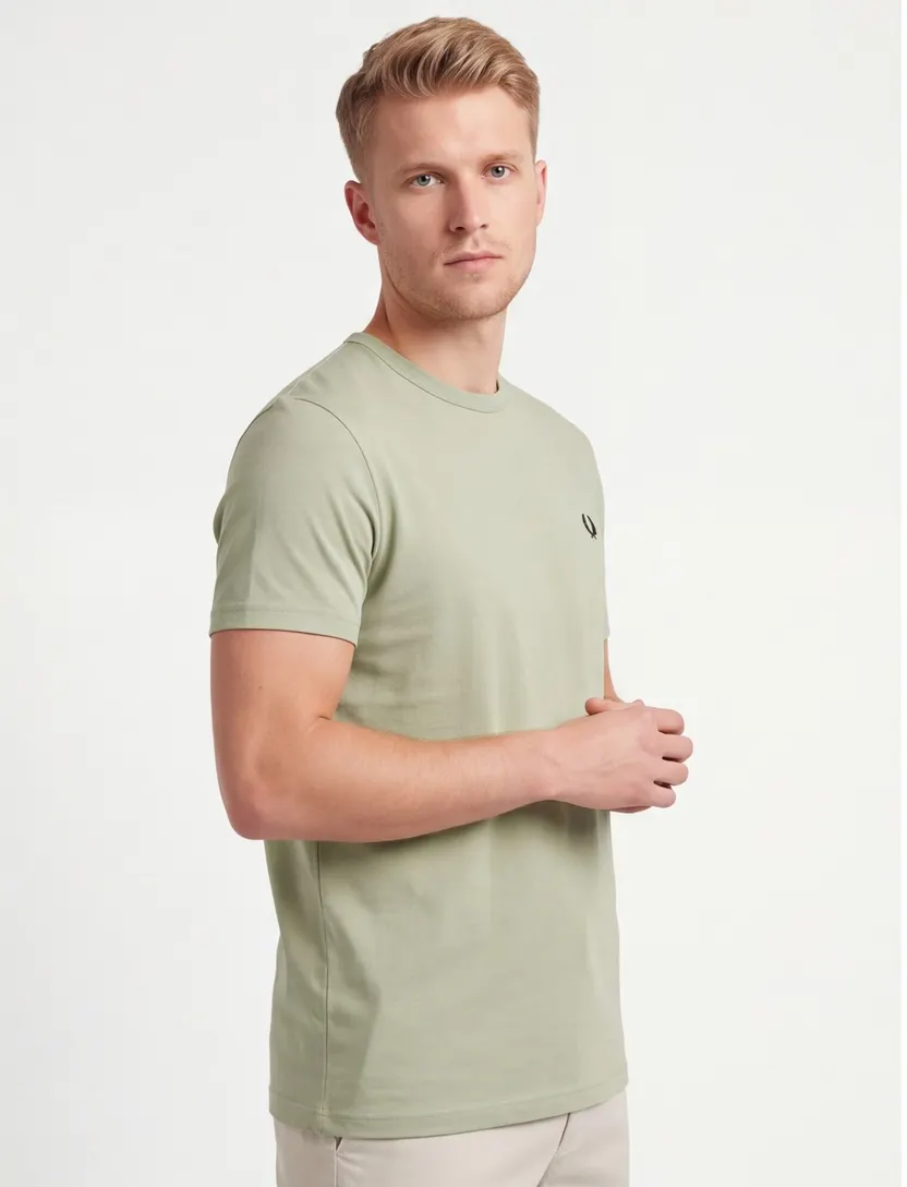 Groen t-shirt Fred Perry katoen ronde hals