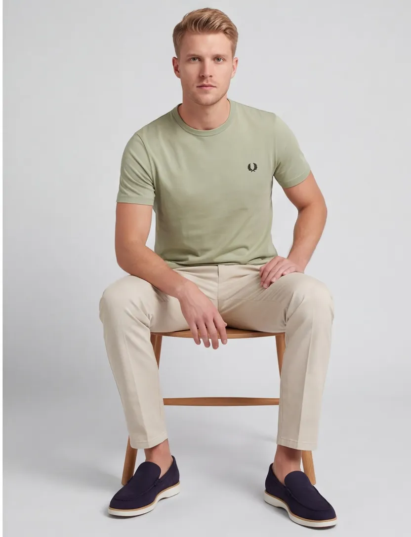 Groen t-shirt Fred Perry katoen ronde hals