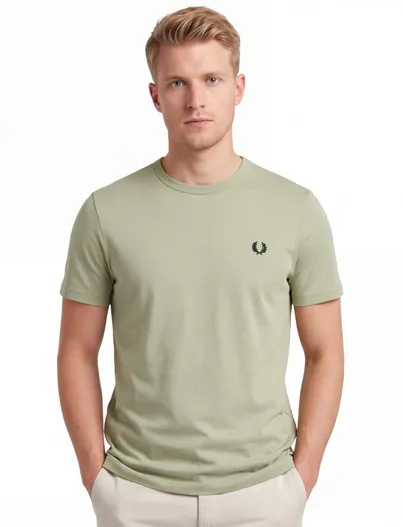 Fred Perry Groen t-shirt Fred Perry katoen ronde hals
