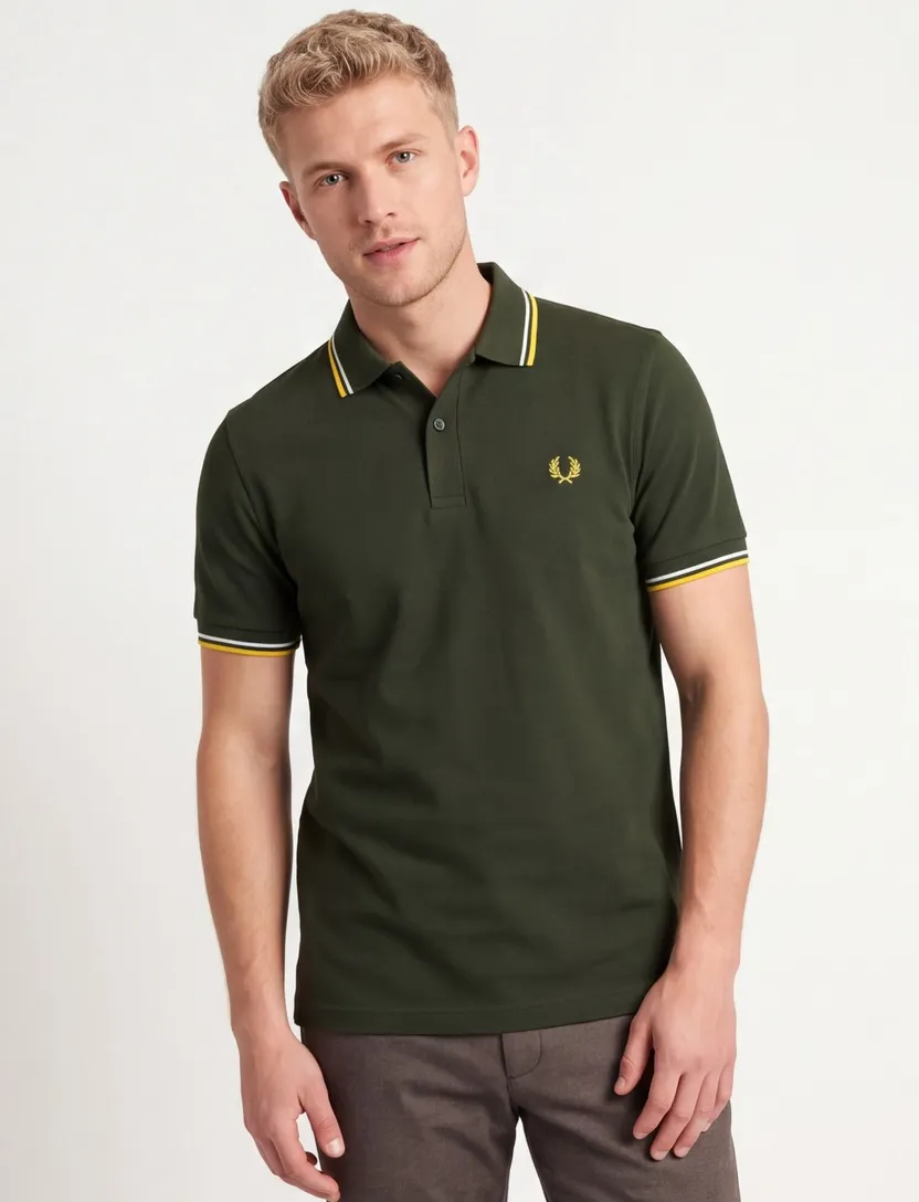 Poloshirt Fred Perry donkergroen normale fit korte mouw