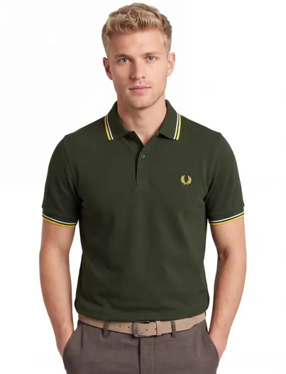 Fred Perry Fred Perry poloshirt donkergroen normale fit 2 knoops