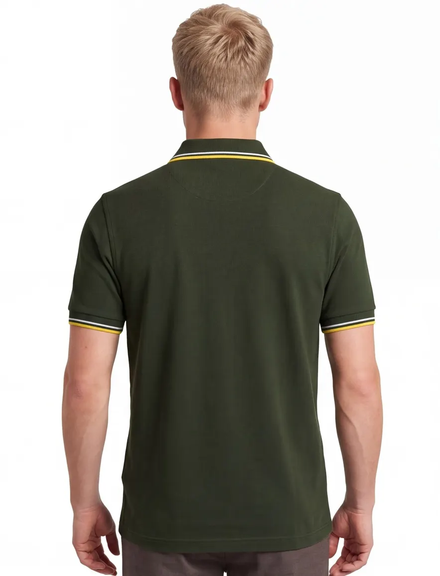 Fred Perry polo groen met gele strepen