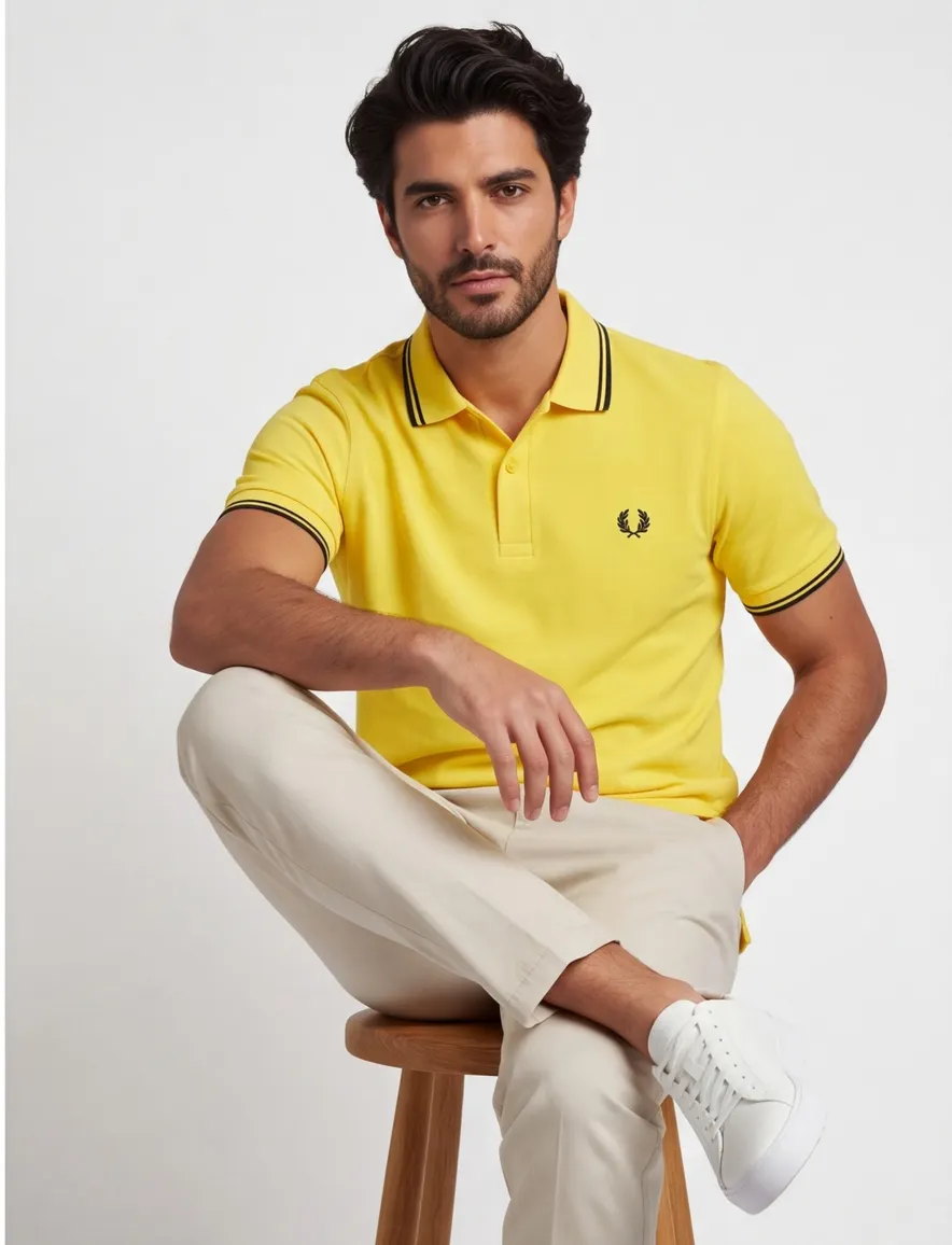 Poloshirt 2-knoops pique Fred Perry geel 100% katoen