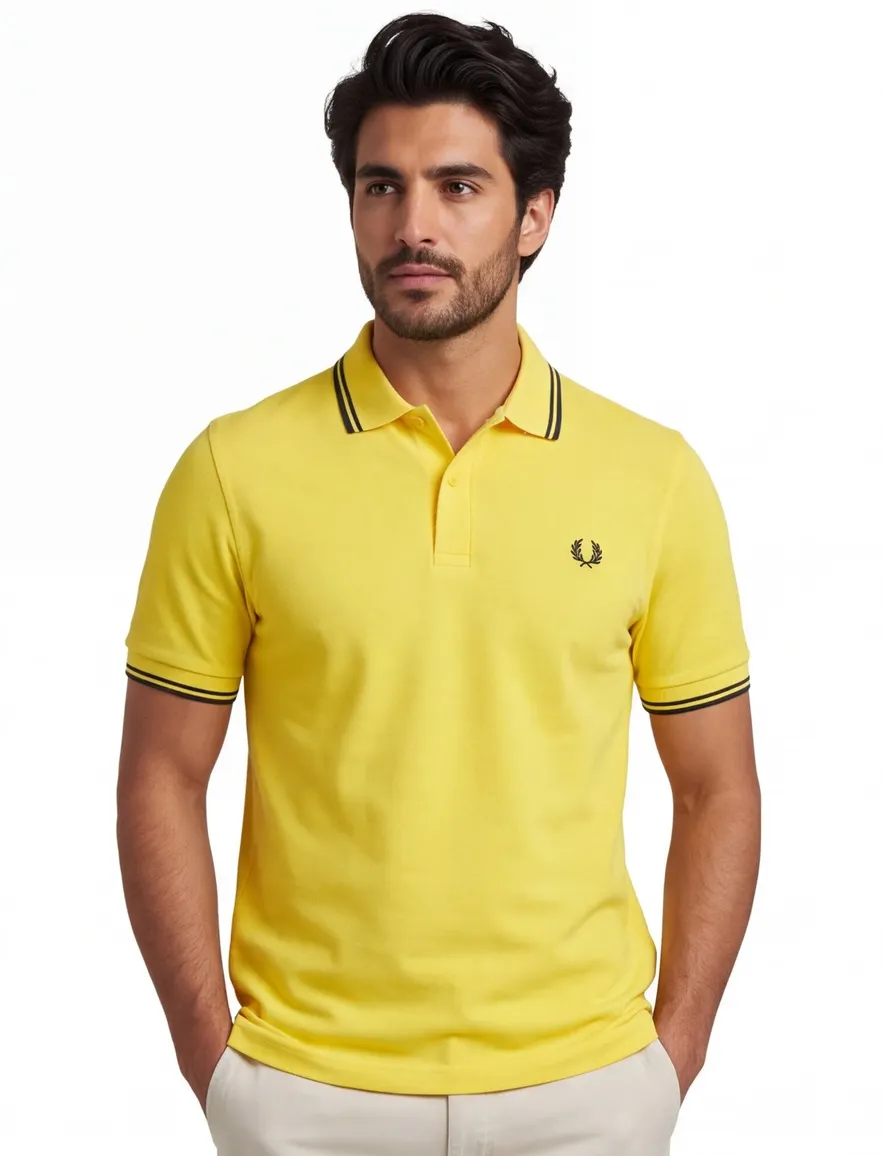 Poloshirt 2-knoops pique Fred Perry geel 100% katoen