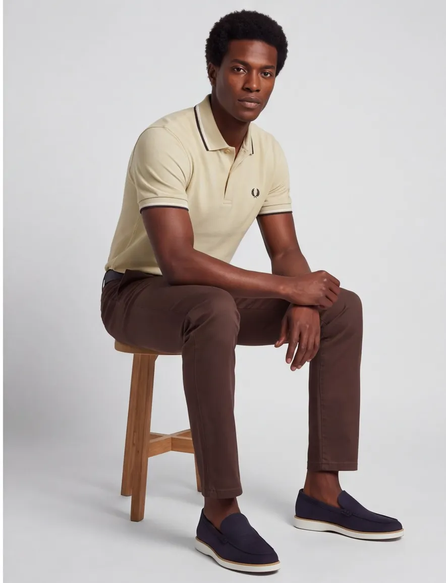 Poloshirt 2-knoops pique Fred Perry beige 100% katoen