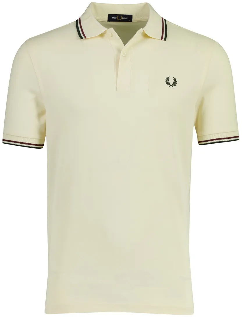 Lichtgeel poloshirt Fred Perry normale fit 2-knoops katoen pique