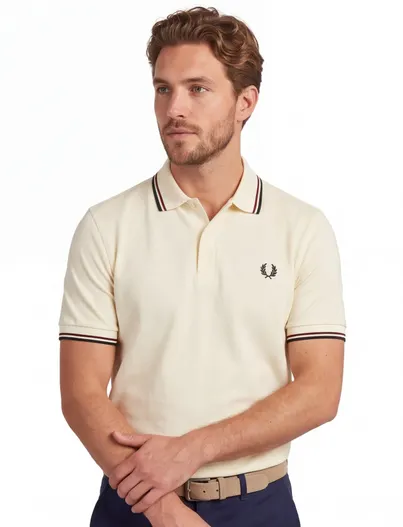 Fred Perry Poloshirt 2-knoops pique Fred Perry lichtgeel 100% katoen