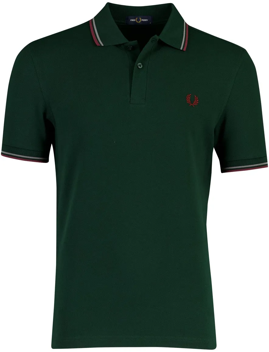 Fred Perry poloshirt donkergroen normale fit korte mouw
