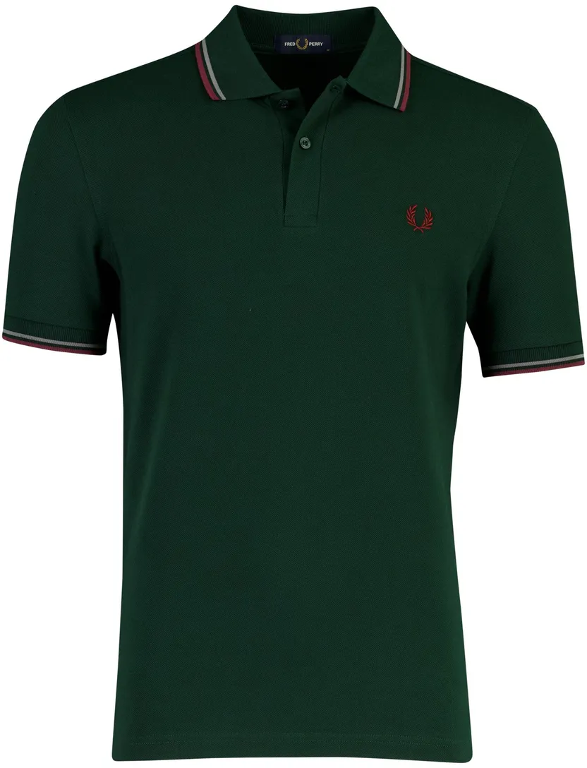 Poloshirt Fred Perry donkergroen korte mouw normale fit