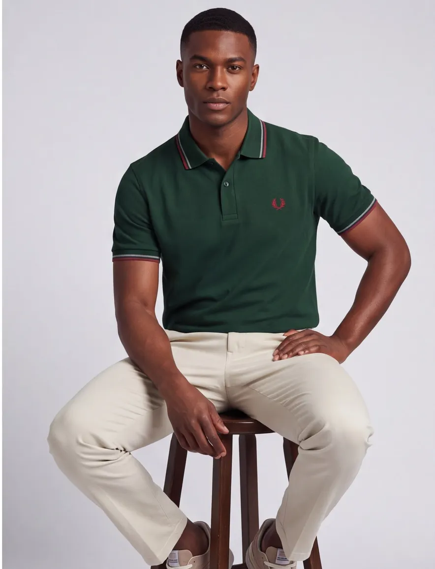 Fred Perry polo donkergroen katoen