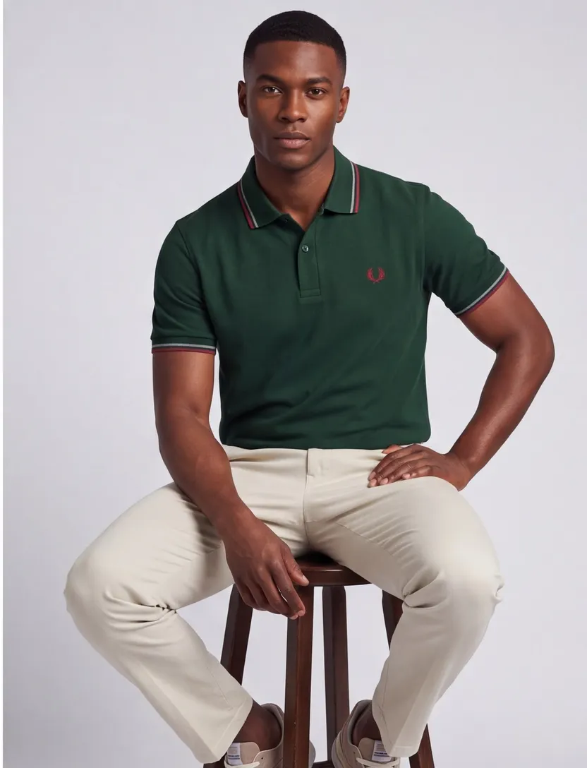 Poloshirt Fred Perry donkergroen korte mouw normale fit