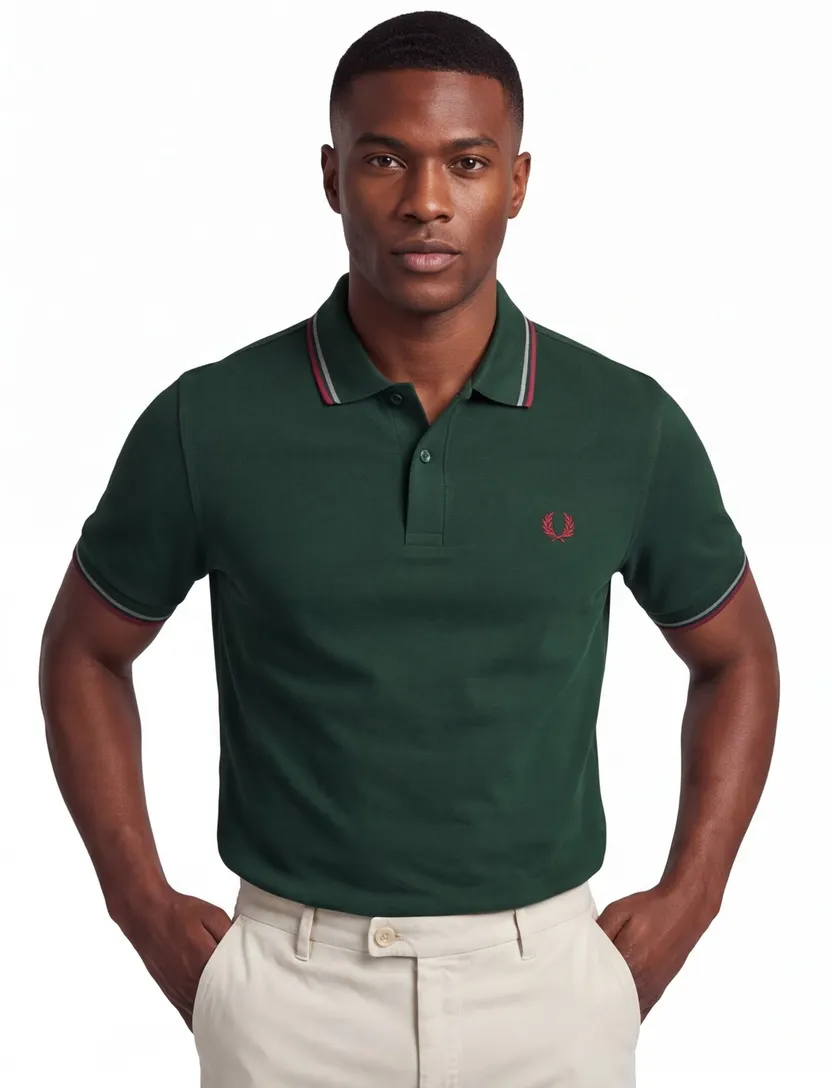 Poloshirt Fred Perry donkergroen korte mouw normale fit
