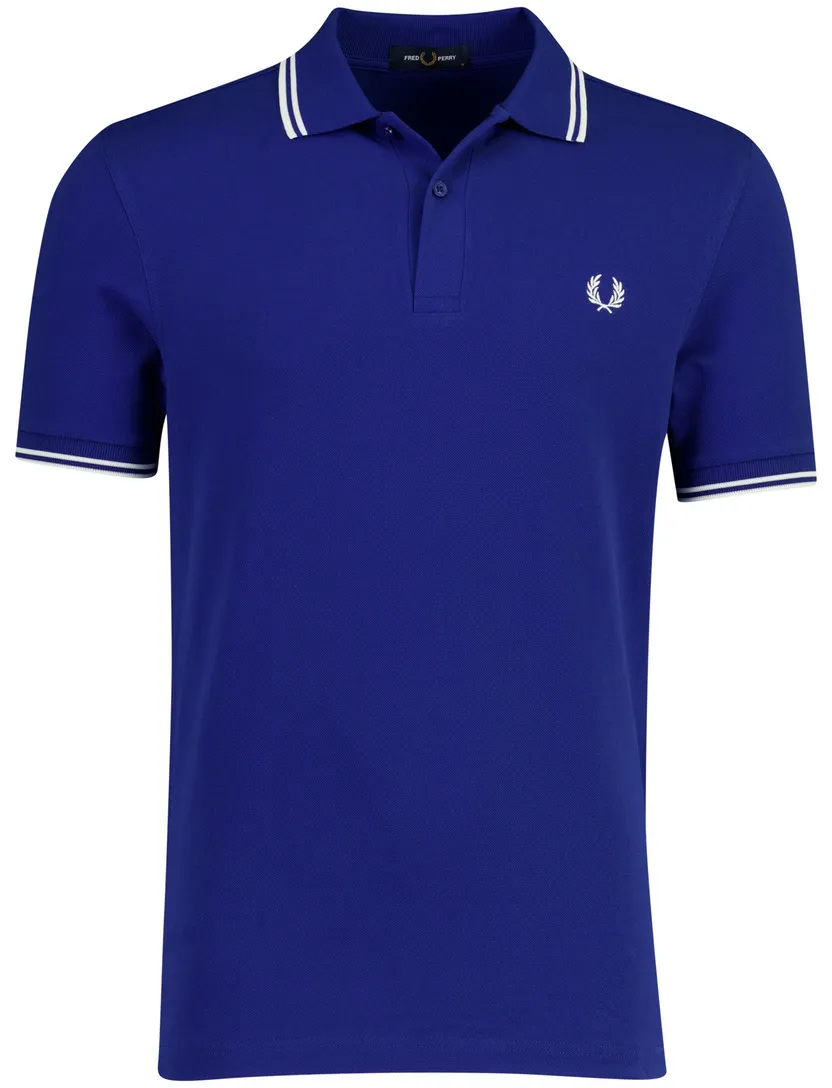 Kobaltblauw poloshirt Fred Perry normale fit 2-knoops katoen pique