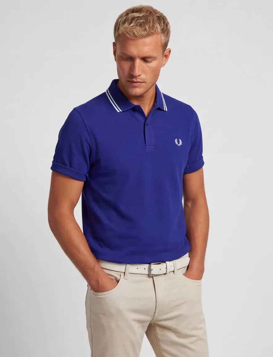 Poloshirt 2-knoops pique Fred Perry kobaltblauw 100% katoen