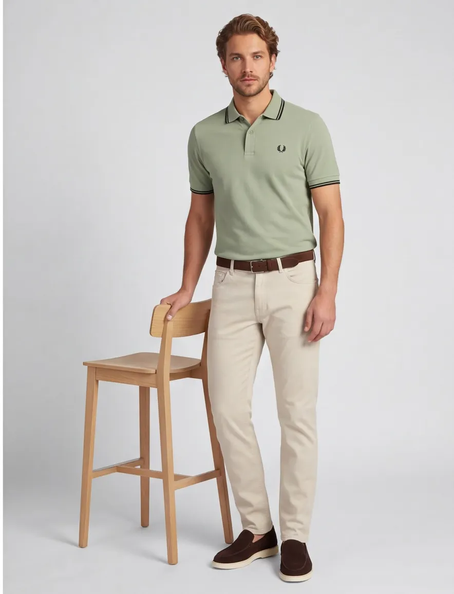 Fred Perry polo groen katoen korte mouw