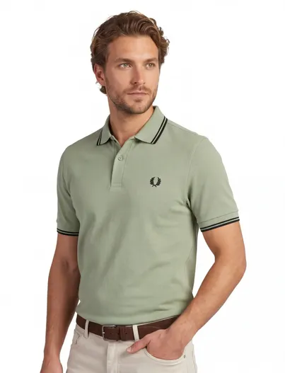Fred Perry Fred Perry polo groen 2 knoops korte mouw