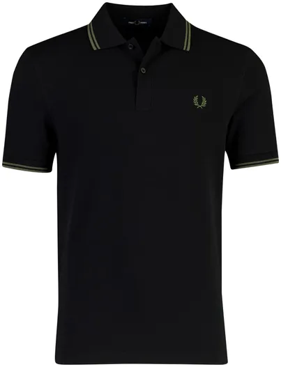 Fred Perry Fred Perry polo zwart katoen groen strepen kraag