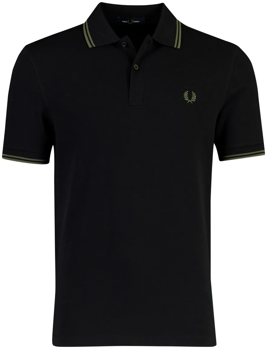 Fred Perry poloshirt zwart normale fit 2 knoops