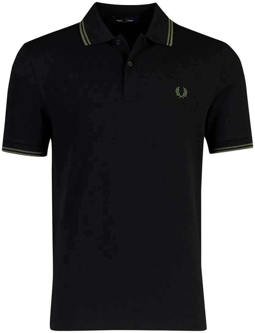 Poloshirt Fred Perry zwart korte mouw normale fit