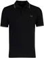 Zwarte poloshirt Fred Perry korte mouw groen streepjes mouwen