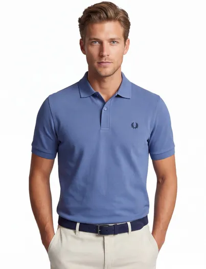Fred Perry Poloshirt 2-knoops pique Fred Perry blauw 100% katoen