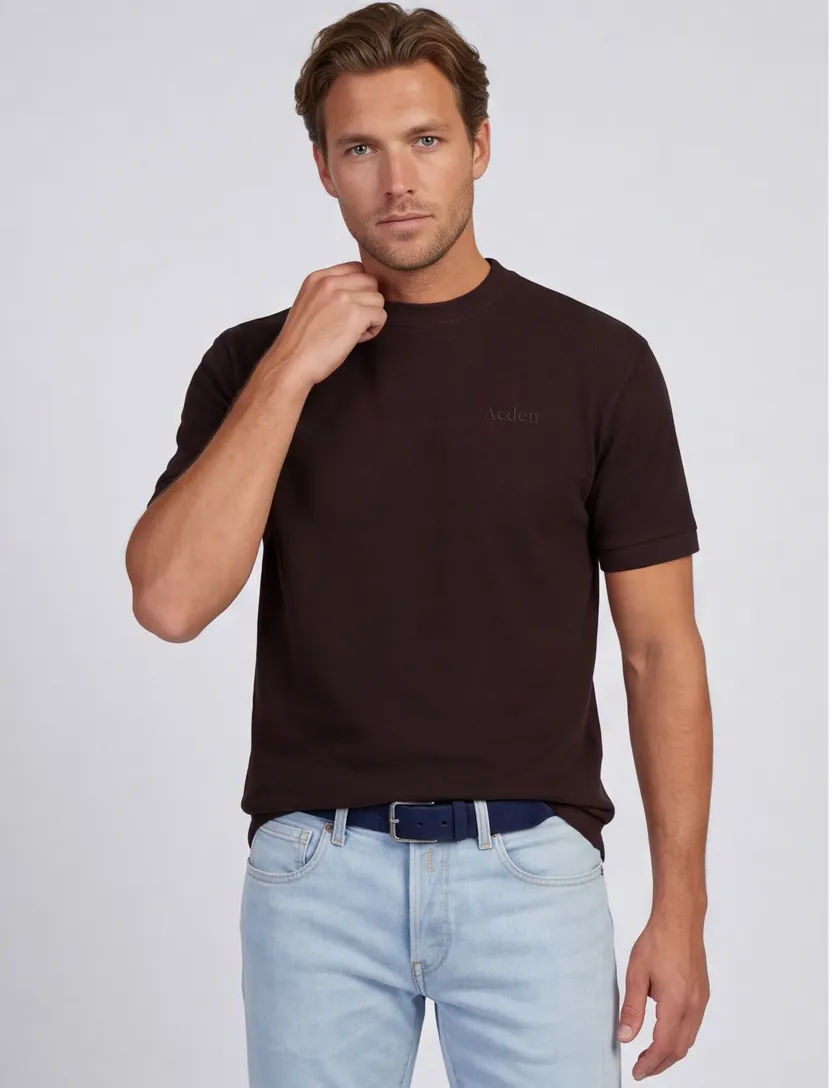 T-shirt Aeden bruin wijde fit