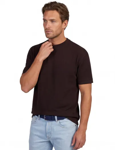 Aeden T-shirt Aeden bruin wijde fit