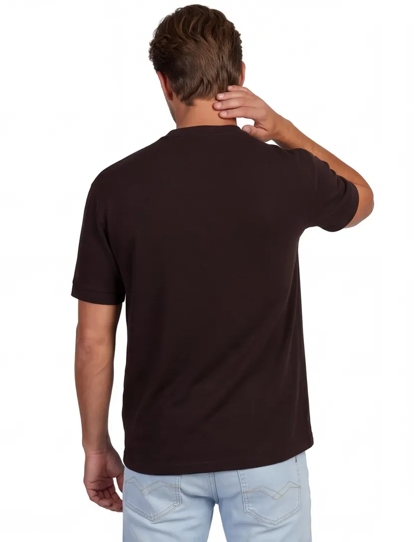 T-shirt Aeden bruin wijde fit
