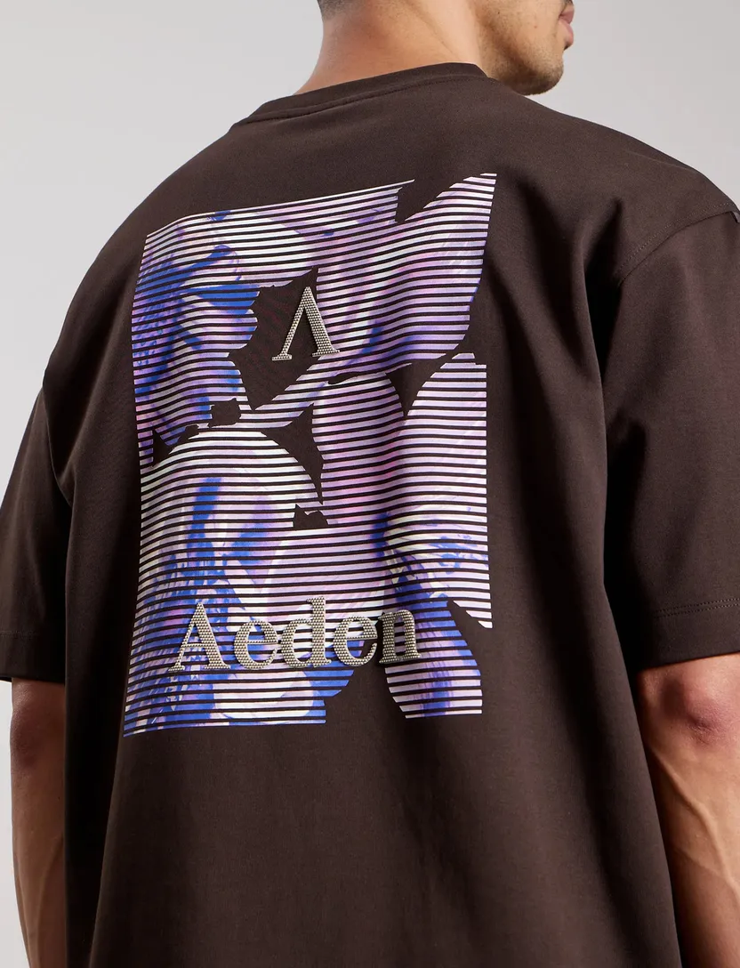 t-shirt Aeden Gabbs bruin backprint wijde fit korte mouw